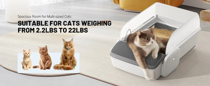 Automatic Smart Cat Litter Box Scooping Open Semi-enclosed Litter Tray Self-cleaning