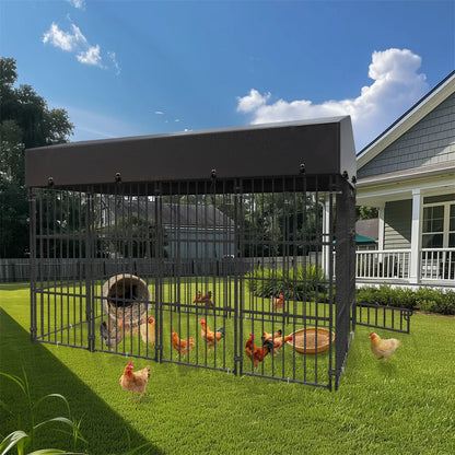 Heavy Duty Large Dog Kennel Welded Metal with Roof Cover Outdoor Indoor