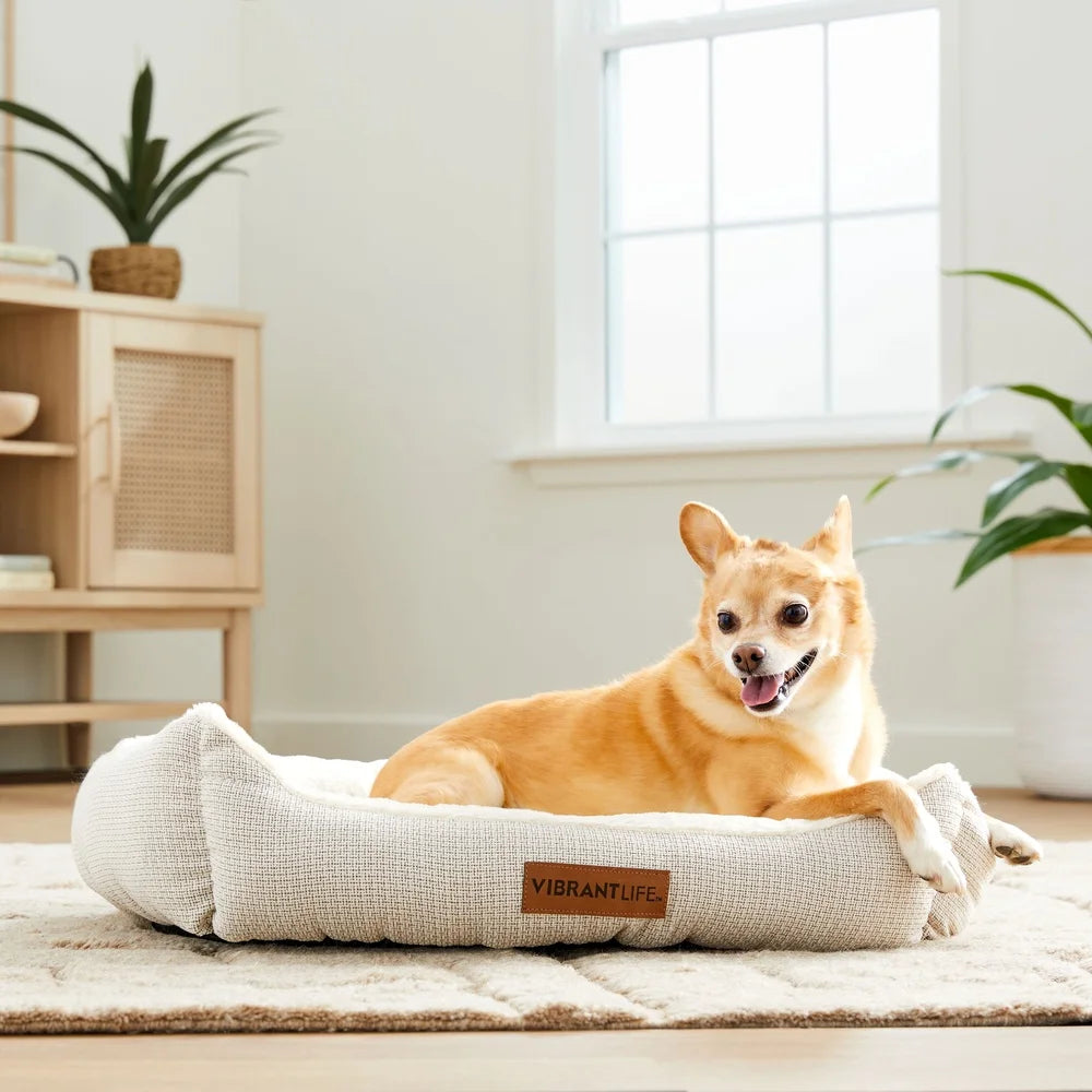 Plush Pet Bed Medium Dogs Cats Bolstered Support Easy Access Machine Washable