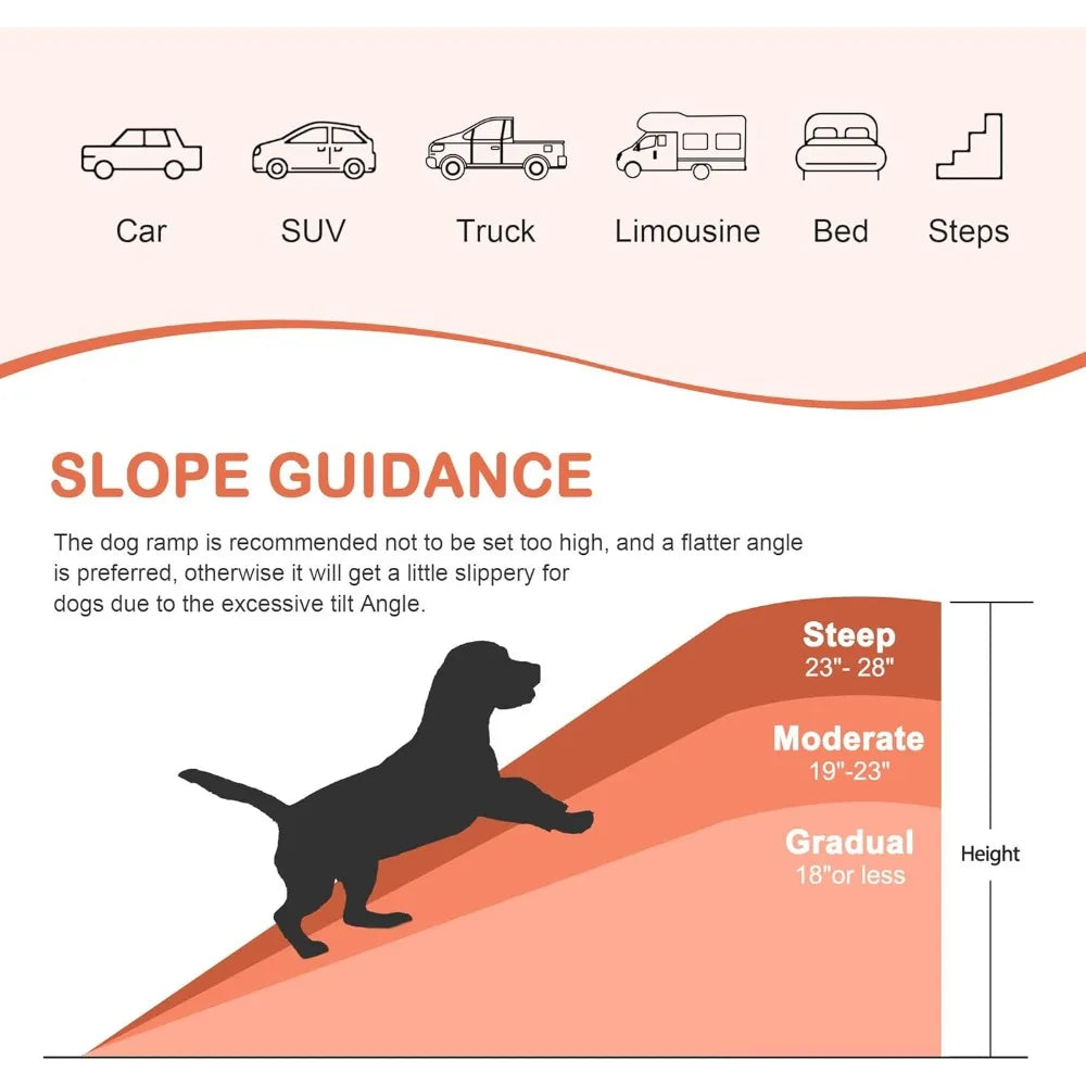 Folding Dog Ramp Truck SUVs 62 InchesNon Slip with Raised Siderails
