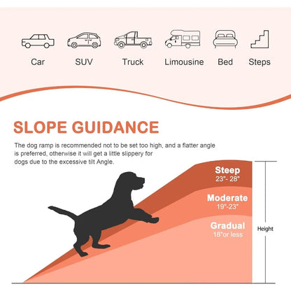 Folding Dog Ramp Truck SUVs 62 InchesNon Slip with Raised Siderails