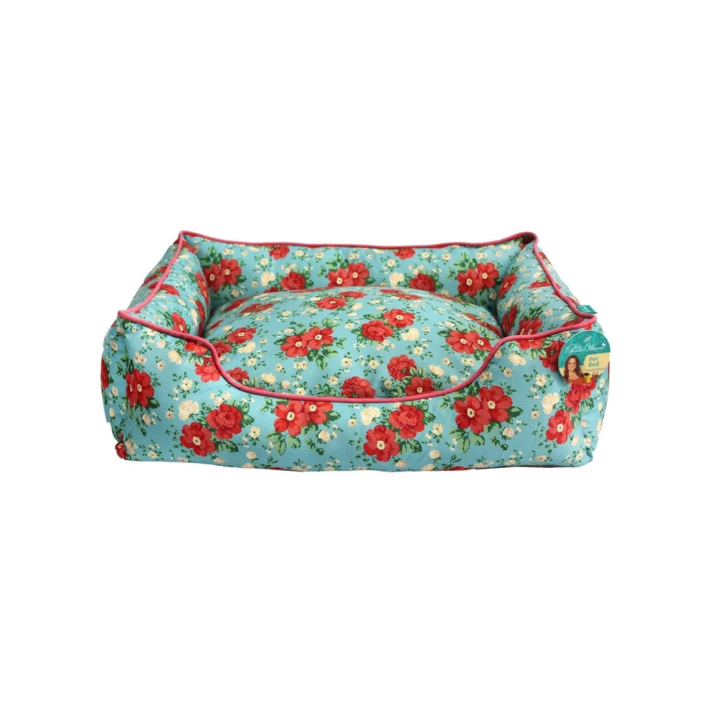 Cozy Vintage Floral Plush Stuffed Dog cat  Bed  20x17 Inch