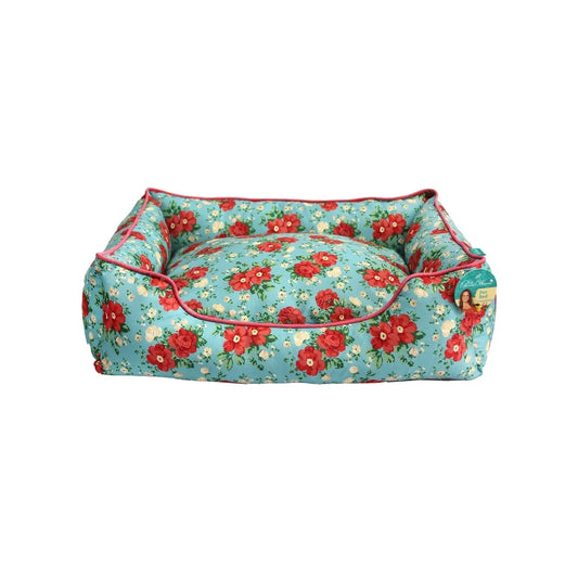 Cozy Vintage Floral Plush Stuffed Dog cat  Bed  20x17 Inch