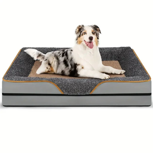 An oversized dog bed removable washable cover with raised edges,