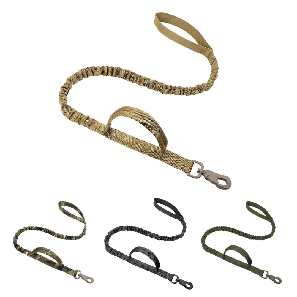 Military Adjustable Dog  Leash Quick Release Elastic Rope With 2 Control Handle For Medium and Small Dogs