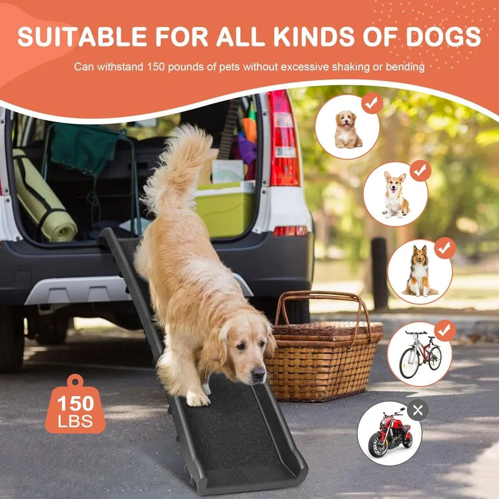 Folding Dog Ramp Truck SUVs 62 InchesNon Slip with Raised Siderails