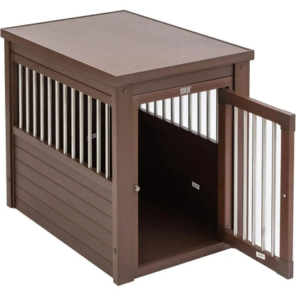 End Table Furniture Style Pet Crate in Medium Size with Stainless Steel Tubing and Latch