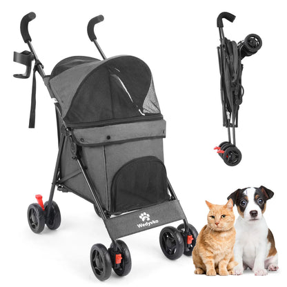 Stroller 4 Wheels Rotate with Brakes Storage for Dogs Cats various colors