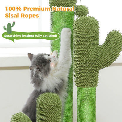 Cactus Cat Scratching Post for Indoor with 3 Sisal Scratching Poles