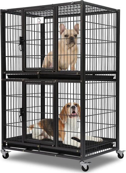 Pet 31" Stackable Dog Crate, Heavy Duty with Lockable Wheels,