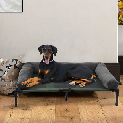Dogs and Cats Indoor Outdoor Elevated Pet Lounger Bed with Detachable Plush Bolster L XL 2XL