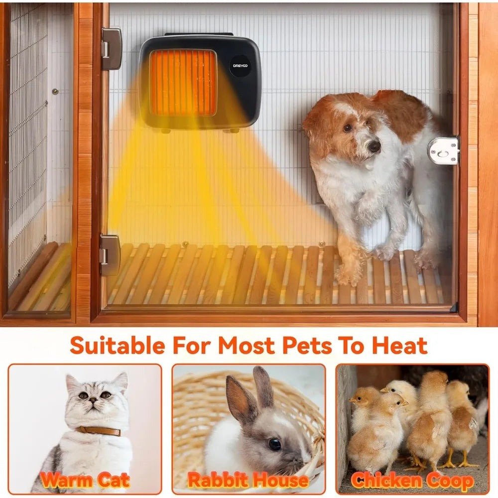 Dog House Heater with Thermostat 6FT Anti Chew Cord and Safe Overheat Protection, 2 Heating Mode (200/40