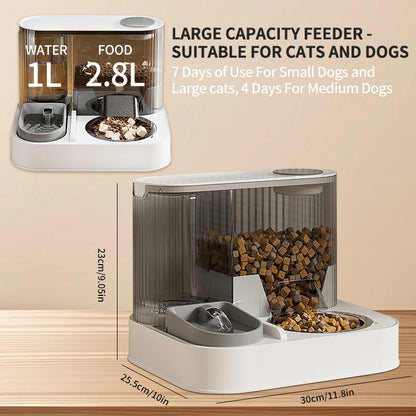 Automatic Cat Feeder with Pet Bowl, Water Dispenser